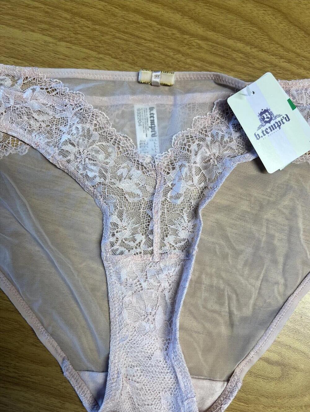 B. Tempt'D By Wacoal Lace Encounter Bikini Cut Briefs, Rose Smoke (INT2)